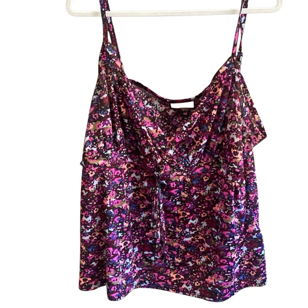 Avenue Pink/Purple Floral Print Cami with Adjustable Straps. Size 22/24.